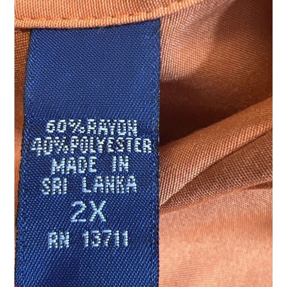 Karen Scott II Short Sleeve Button Down Orange Lightweight Blouse Size 2X - Picture 7 of 13